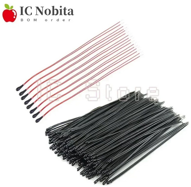 10PCS MF52B MF52D NTC 서미스터 열 저항기 B3950 B3435 10K 100K 음의 온도 제어 센서 프로브 스트랩 와이어, d 100K B3950 60mm, 1개