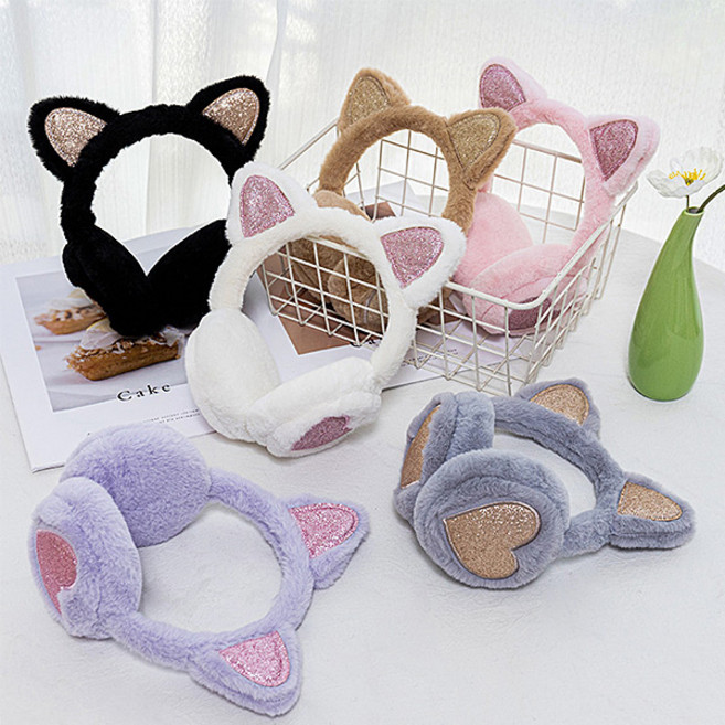 겨울 방한 귀도리 털 귀덮개 하트 고양이 귀마개 F502