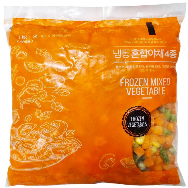 [글로벌] 냉동 혼합야채 옥수수 당근 완두콩 그린콩 (외식), 1개, 1kg