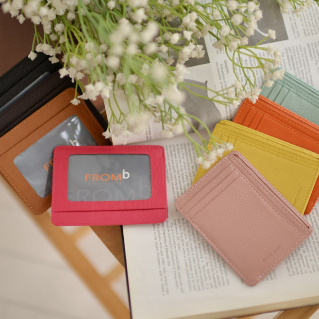 프롬비 천연소가죽 유스풀 남녀공용 슬림 카드지갑