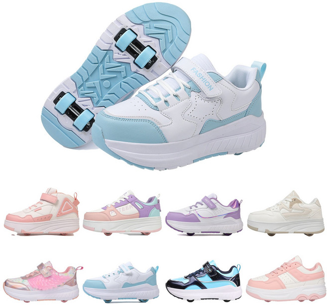 PHTEER 휠리스 운동화 바퀴달린 스케이트 롤러 롤러스케이트, 푸른 색, 1개