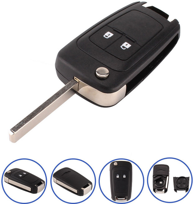 아베오 트랙스 라세티프리미어 크루즈 올란도 말리부 알페온 쉐보레 순정 폴딩키 교체형 호환용 키 케이스, 1개, 쉐보레2버튼