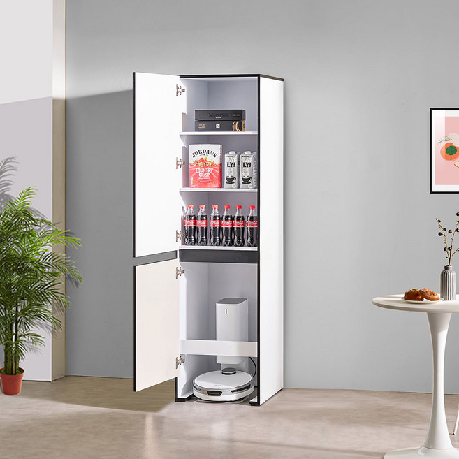 지오 비스포크 3서랍 로봇청소기 오브제 빌트인 광폭 주방수납장 틈새장 렌지대 밥통수납, 500 로봇청소기장, 코타화이트