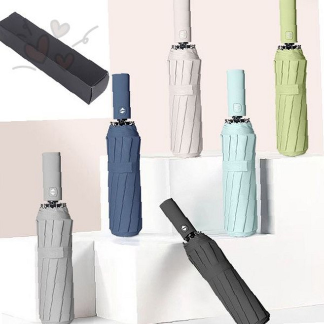 3단 자동 접이식 우산 12K 이중 살대 튼튼한 UV 차단 휴대용 우천 양산 겸용