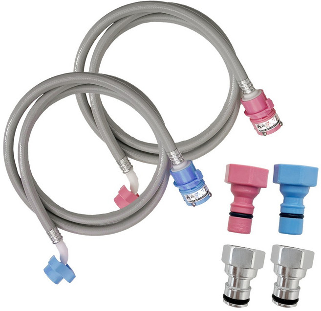 해피니즈 국산 냉수 2M + 온수 2M 세탁기호스 + 커플링 4개 세트, 1세트, 2M 냉온수 세트 +색깔커플링 2개  +황동커플링 2개