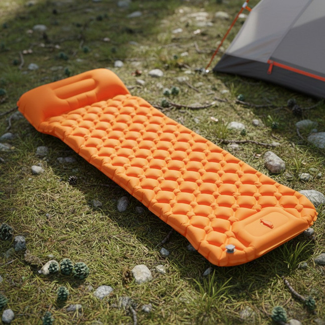 휴대용 초경량 슬리핑 에어매트 발펌프 차박 캠핑 차량 매트리스 비박, 그린