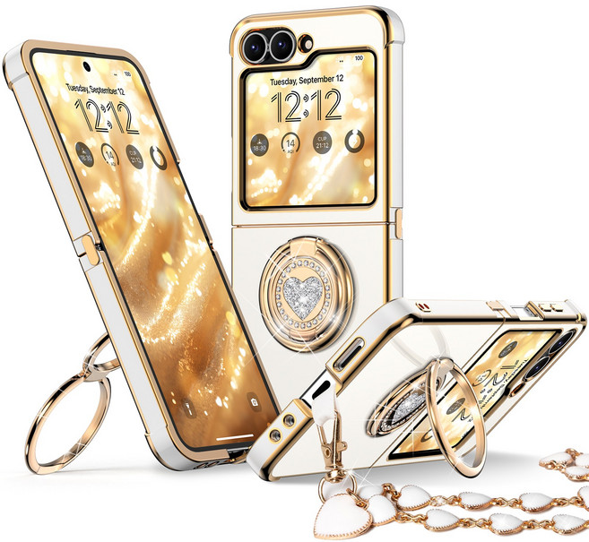 GripMate 투명 글리터 하트링 거치대 휴대폰 케이스 체인 세트