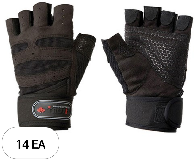 트로비스 헬스장갑 TG5000, 14세트, 블랙