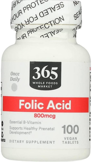 365홀푸드마켓 엽산 800mcg 365 Whole Foods Market Folic Acid, 100정, 1개, 100정