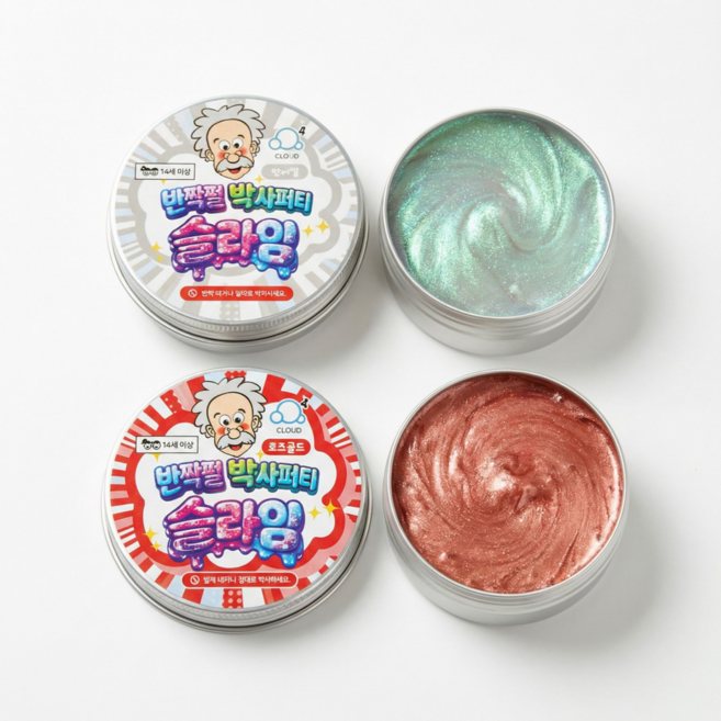 반짝펄 박사퍼티 슬라임 2개 세트, 1세트, 56g, 인어빛+로즈골드