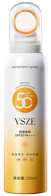 VSZE 防曬噴霧 SPF50 PA+++ 輕盈水霧 全身適用 戶外防護 150ml, 1個, VSZE♥防曬噴霧