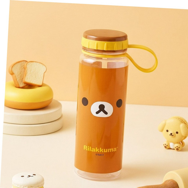 리락쿠마 빨대컵 핸들 물통 500ml(얼굴)-브라운, 본상품