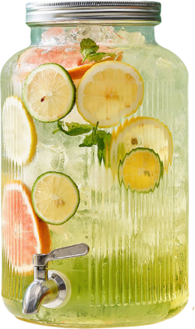 냉장고 투명 유리 수도꼭지물통 가정용 대용량 주스디스팬서 콜라통 담금주병, 6L, 스테인리스, 1개, 스테인리스