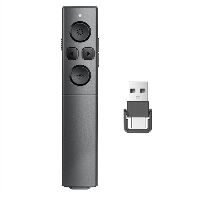 발표자 리모콘 무선 PPT 클리머 2-in-1 USB A/C PowerPoint 클리머를위한 슬라이드 고급 고급 발전기 볼륨 제어, 검은색