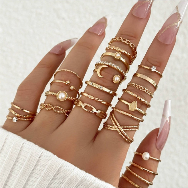 [매일 새로운 26종] 포포제니 패션 반지 세트 데일리 레이어드 주얼리