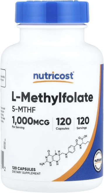 단백질 비타민 철분 마그내슘 칼슘 Nutricost l-메틸엽산 1000mcg 캡슐 120정 고루고루섭취해주세요, Nutricostl메틸엽산1000mcg캡슐120정, 1개 - 쿠팡