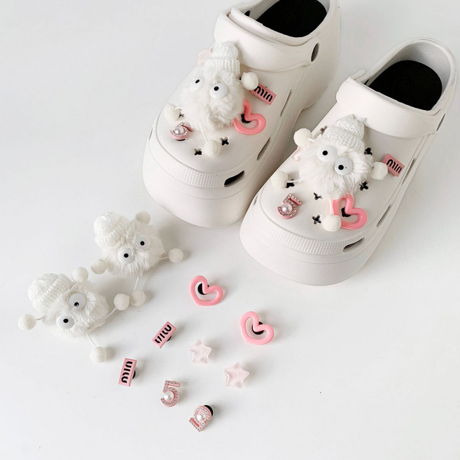 高顏值黑色系洞洞鞋鞋釦裝飾配件 黑白滿天星創意可拆卸鞋花飾品