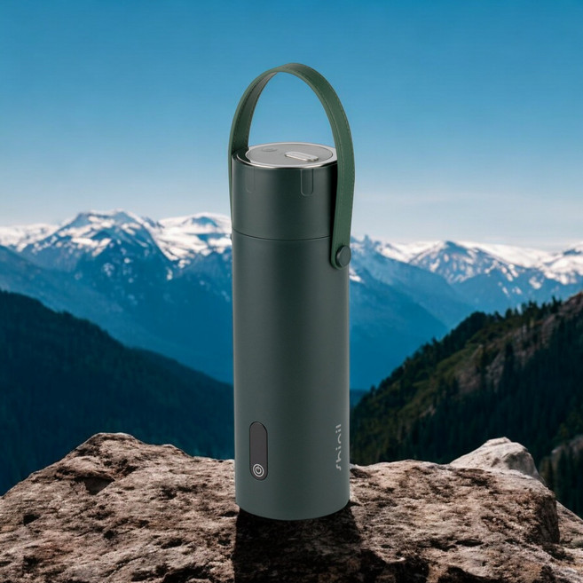 신일 100도 텀블러 휴대용 무선 전기 포트 가열 끓이는 티 분유 커피 차량용 여행용 대용량 스텐 보온, 딥그린, 1개