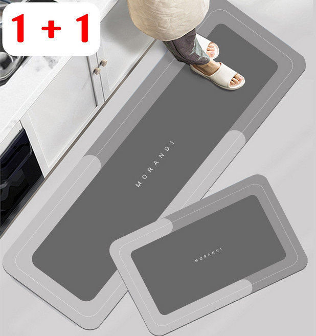 당신의행복 2종세트 1+1 빨아쓰는 소프트 규조토 주방매트, 모든그레이 1세트