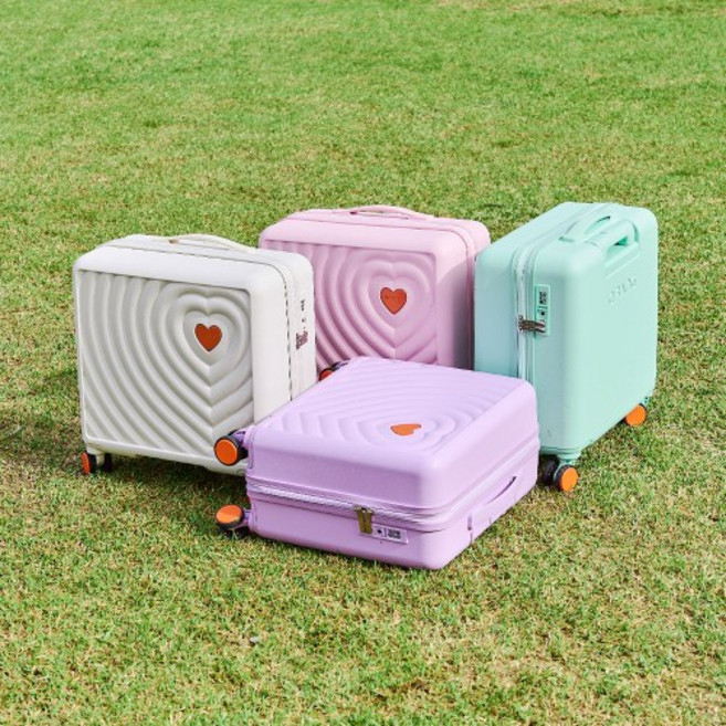 QRANG 하트시티 감성여행 18인치 미니 기내용 캐리어, 퍼플