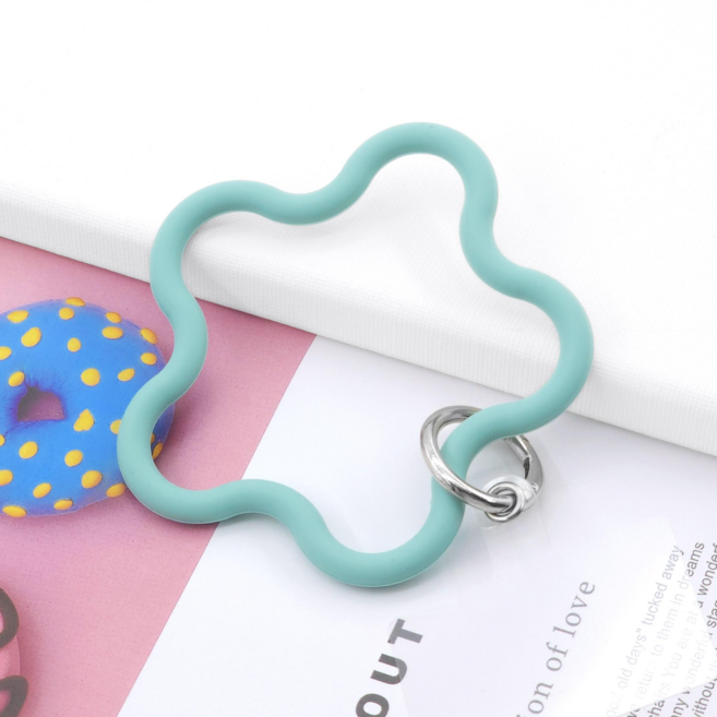 핸드폰 스트랩 휴대폰 실리콘 손목 링스트랩 스마트폰 분실방지 탈부착가능, D0149. (별) 민트, 1세트