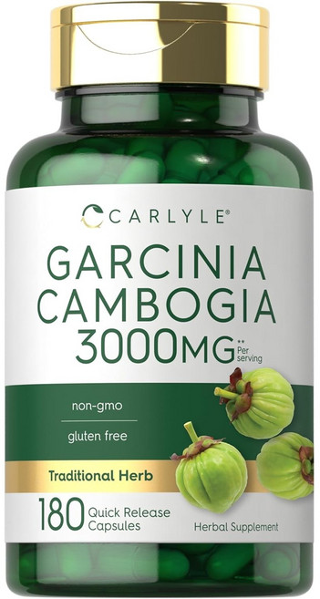 칼라일 가르시니아 캄보지아 3000mg | 180 캡슐 | 비 GMO 글루텐 프리 보충제 추출물, 180정, 1개