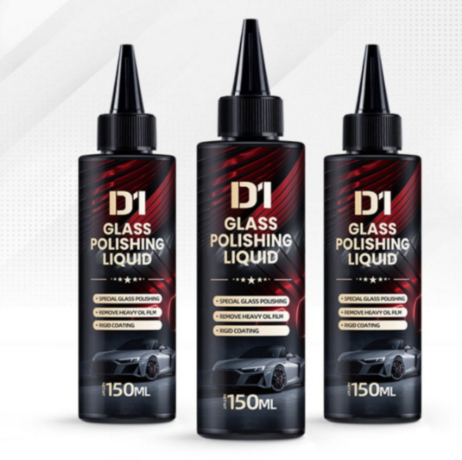 D1 汽車玻璃拋光液 150ML 專業級玻璃去油膜修復刮痕, 3個, 100ml