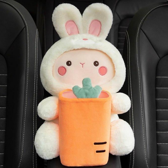 제엠씨 차량용 다용도 티슈케이스휴지통 자동차 인테리어 용품, 1개, 토끼