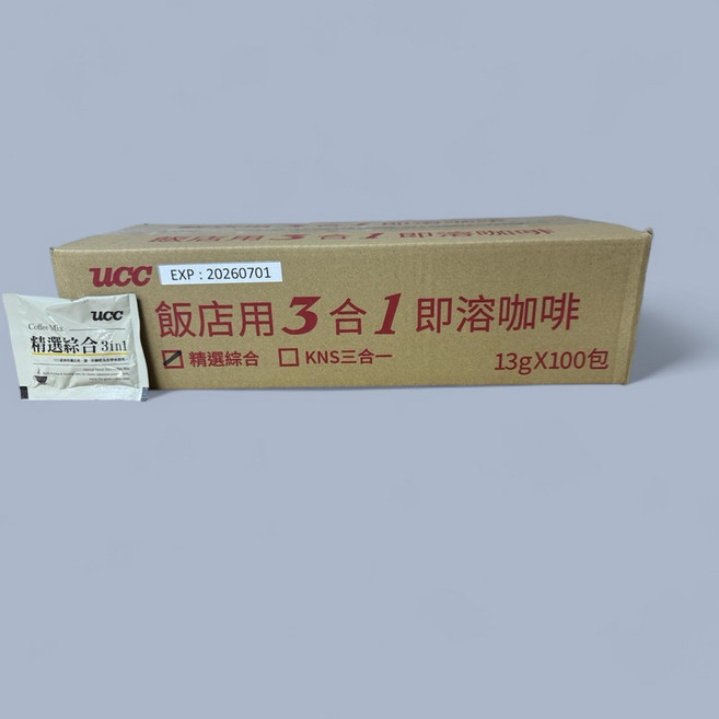 UCC 3合一即溶咖啡100入/盒, 1箱, 13g, 100個裝