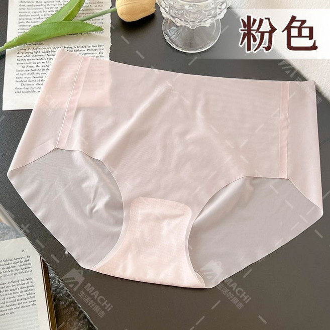 超無痕面膜內褲 涼感冰絲裸感透氣女內褲, 粉色,M