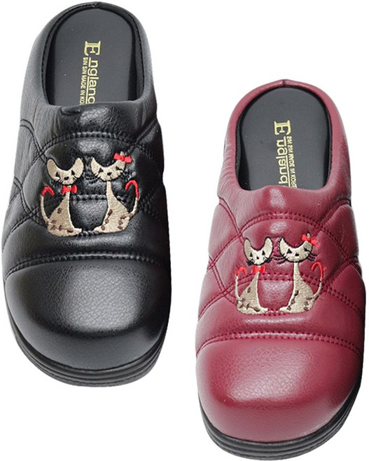 스타슈 고양이 자수 발편한 엄마 중년여성 앞막힌 가을 사무실 슬리퍼