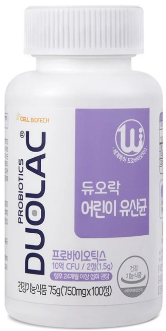 [당일출고 무료배송]코스트코 듀오락 어린이 유산균 프로바이오틱스 750ml 100정, 1박스