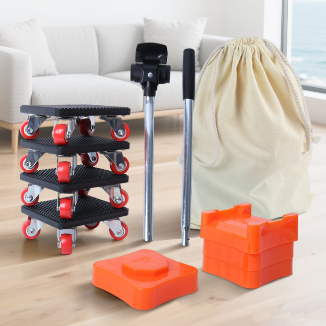 Gaayou 레버 운반 세트 중량물 가구 운반 도구 가구 이동 바퀴 쓸모있는남자 만능지렛대가구이동 슬라이더, 1세트