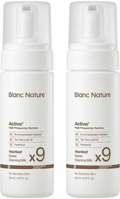 블랑네이처 9배 어성초 버블 클렌징 밀크, 2개, 150ml
