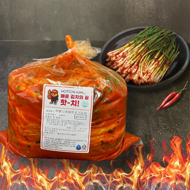 핫치 더 매운 파김치 실비김치 불김치, 1개, 1kg