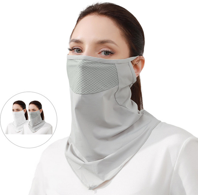 냉감소재 스포츠 자외선차단 마스크 골프 얼굴 햇빛가리개 1+1, 1세트, 화이트+그레이