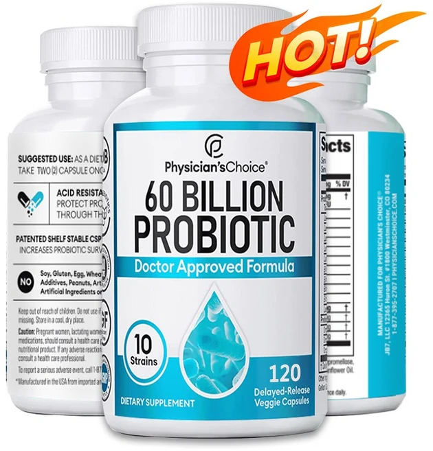 프로바이오틱스 보충제 60 Billion 다양한 복합 균주 프리바이오틱스 포뮬러 Non-GMO 야채 캡슐 함유, 3개, 120회분 - 쿠팡