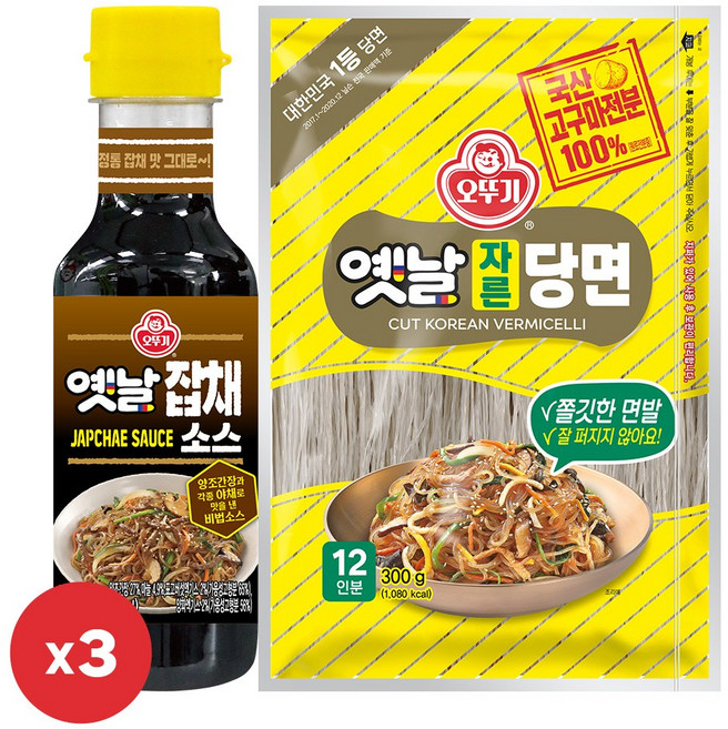 오뚜기 옛날 자른당면 300g 3개+옛날잡채소스 350g 3개, 단품, 단품