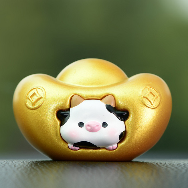 十二生肖Q版金元寶汽車擺件, 牛, 1個