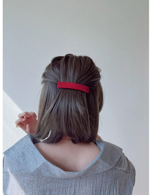 프랑스핀 루즈레드 심플사각 포인트 자동핀