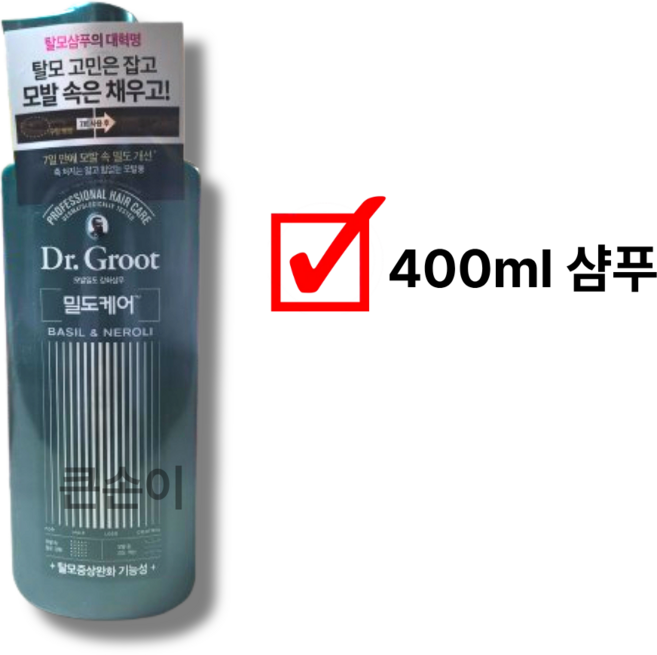 테온셀 [탈모증상완화] 닥터그루트 밀도케어 샴푸 400ml / 트리트먼트 300ml (모발 밀도강화), 1개