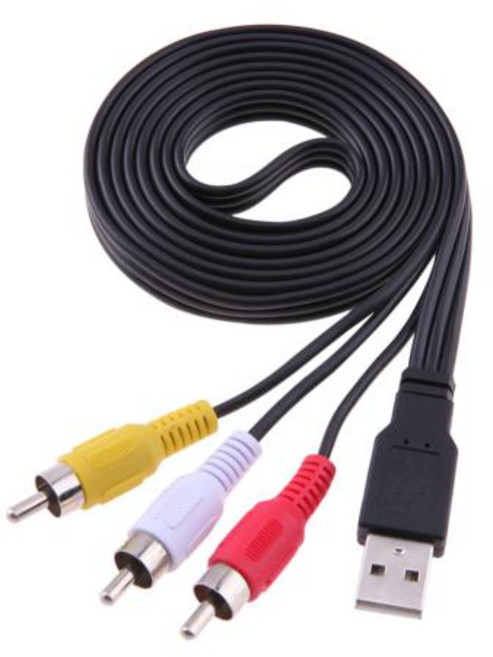 USB 수 A to 3 RCA AV AV TV 어댑터 코드 케이블 오디오 AV 케이블 1.5M 5ft 신제품, 1) Black