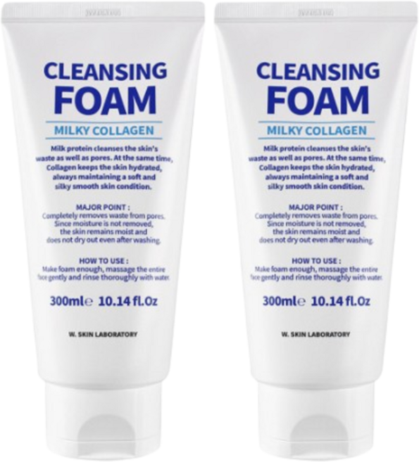 더블유피부연구소 밀키 퍼펙트 클렌징폼, 300ml, 2개