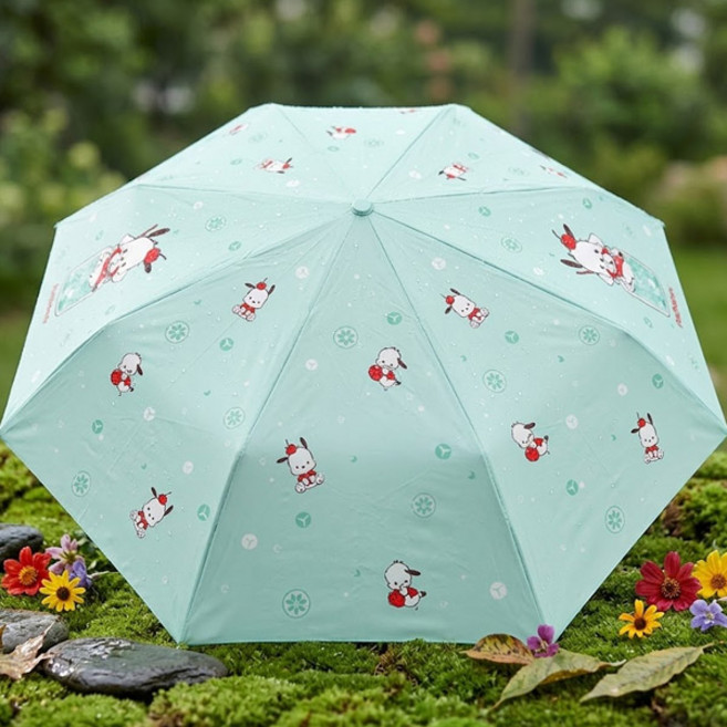 산리오 포차코 입체 캐릭터 스파클링 암막 소프트 자동 우산 민트 파스텔 귀여운 아동 성인 공용 3단 접이식 우산