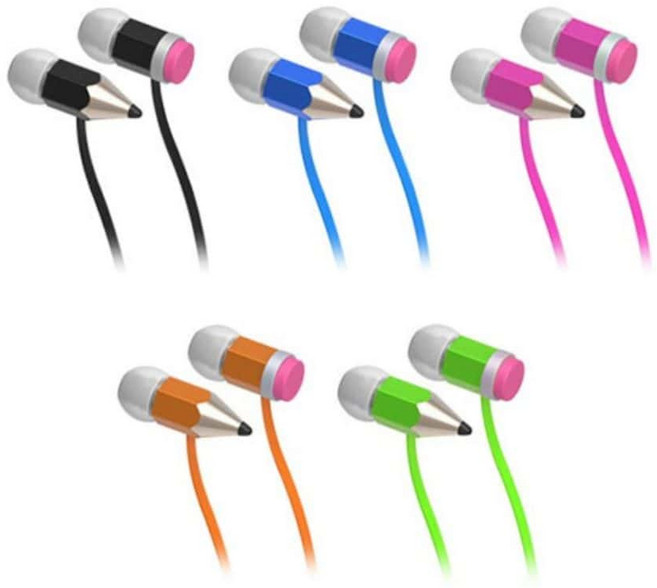 연필 모양 컨트롤 이어폰 유선 음성통화 마이크 학생용 귀여운 디자인, 상세페이지 참조, 블랙