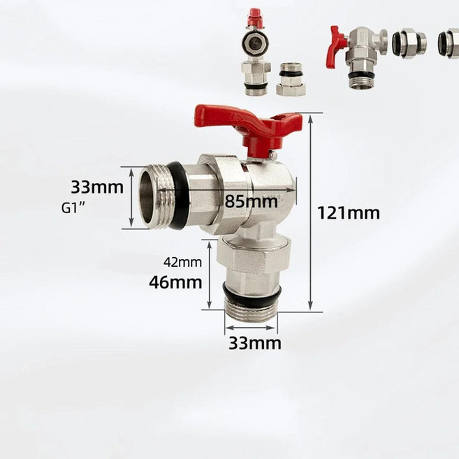 유니온 볼 밸브 암수 나사식 물 분배기 바닥 난방 보일러 벽걸이형, 1개, 색상: 17. DN25 Male-Male