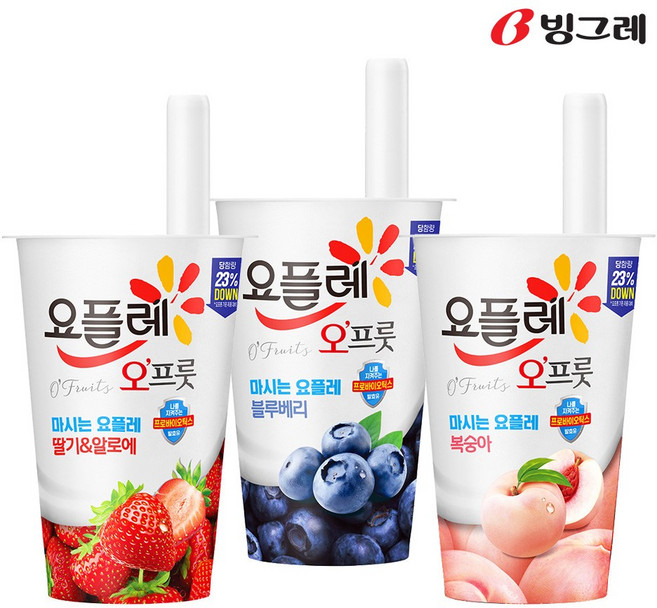 [빙그레]요플레 오프룻 딸기알로에5개+복숭아5개+블루베리5개, 1개