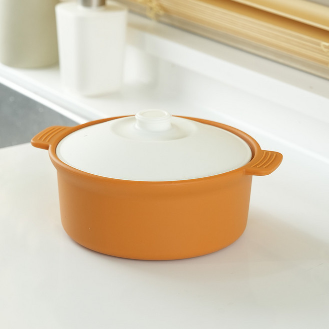 꿈꾸는리빙 국산 실리콘 계란찜기 전자레인지 용기 무독성 찜기 주방용품, 대형 원형 / 바디:카멜옐로 / 뚜껑:화이트, 1개