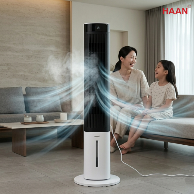 한경희 냉풍기 가정용1위 업소용 초저소음 에어쿨러 대용량 실외기 없는 이동식 에어컨 업소용 식당 사무실 원룸 지하 작은방, 블랙화이트