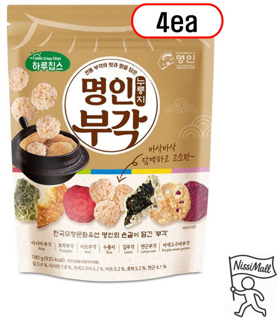 하루칩스 명인 부각 누룽지, 4개, 180g